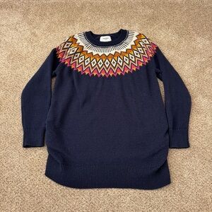 Old Navy Women’s Maternity Navy Fair Isle Pullover Long Sleeve Sweater Small‎